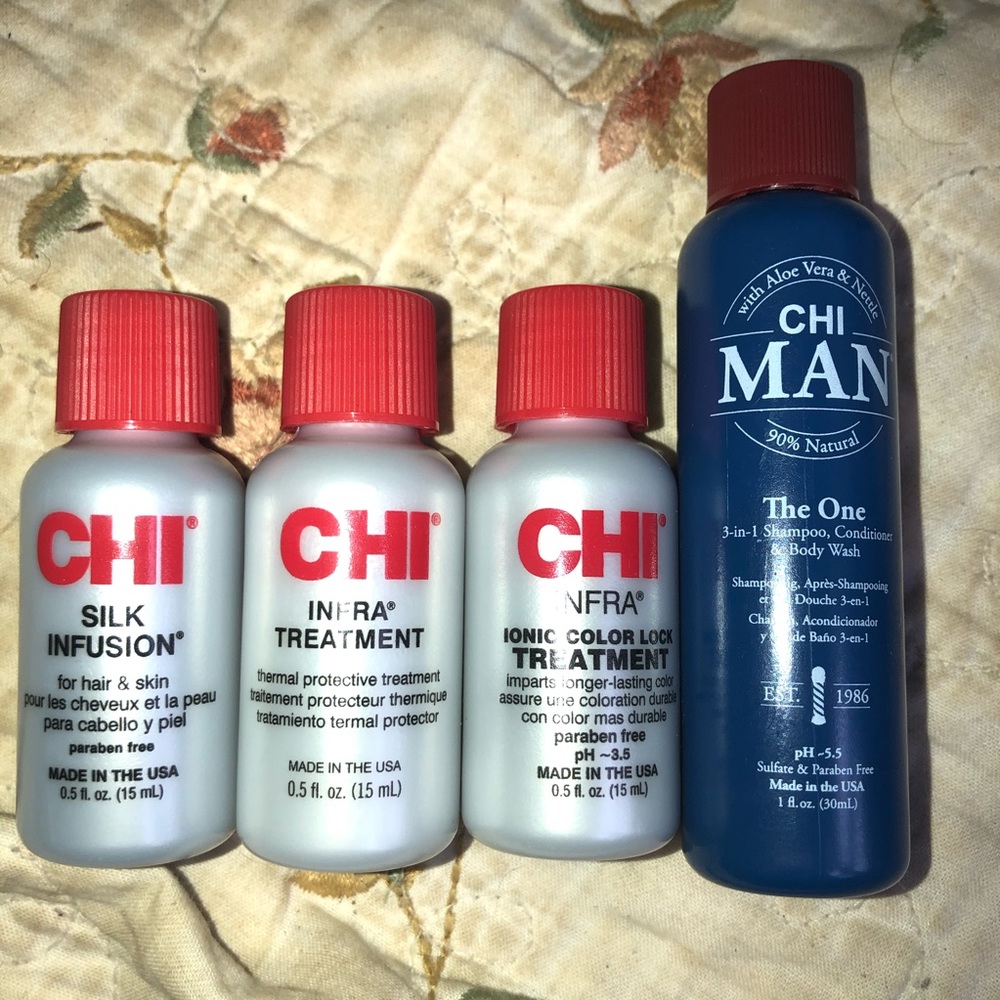 CHI .5 & 1 oz 4 bottles hair & skin product NEW